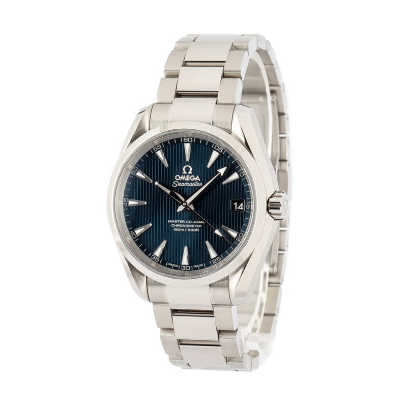 Pre-owned Omega Seamaster Blue Teak Aqua Terra