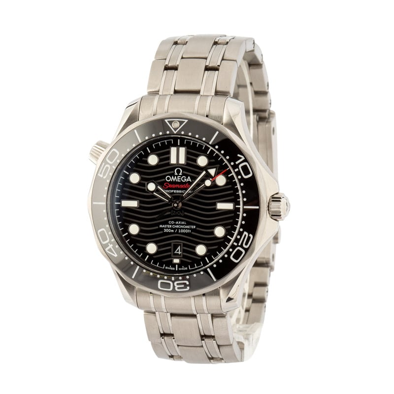 Omega Seamaster Stainless Steel Black Wave Dial