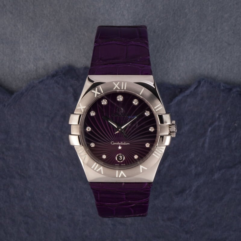 Omega Constellation Stainless Steel Purple Diamond Dial