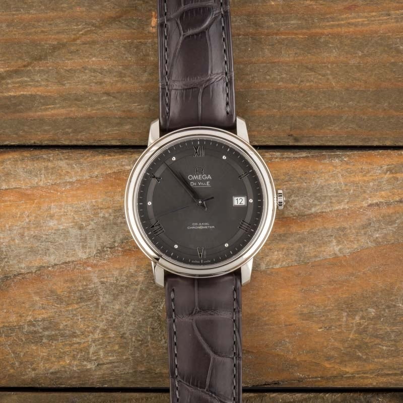 Omega De Ville Prestige Grey Roman Dial & Leather Strap