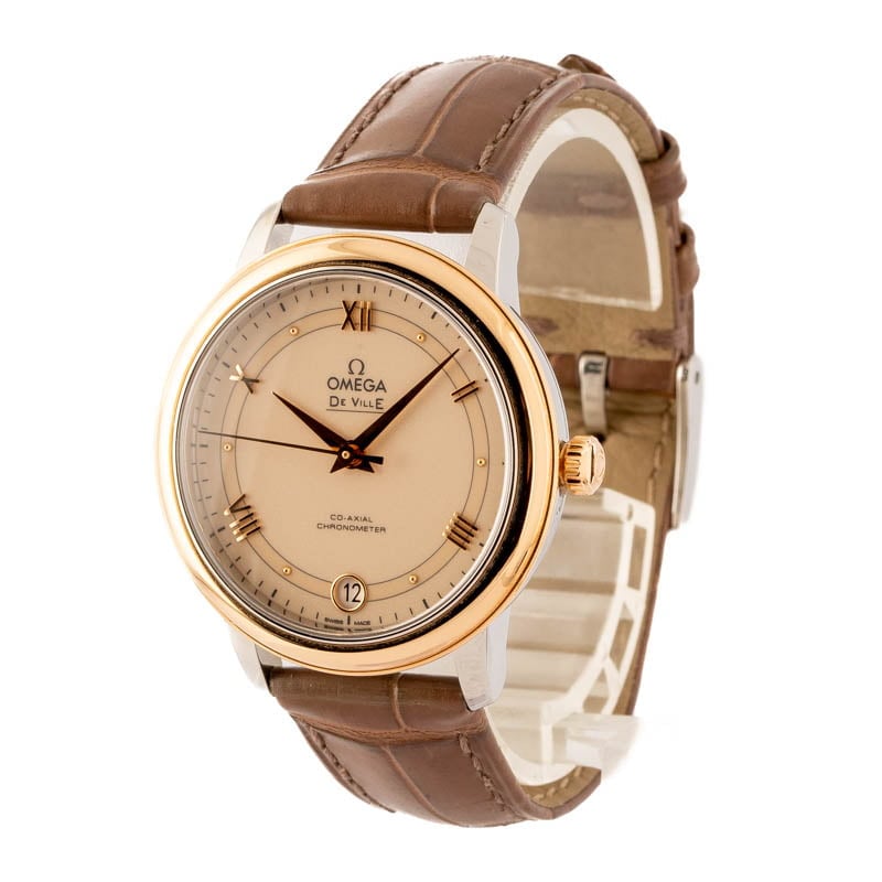 Ladies Omega De Ville Prestige Ivory Beige Roman Dial