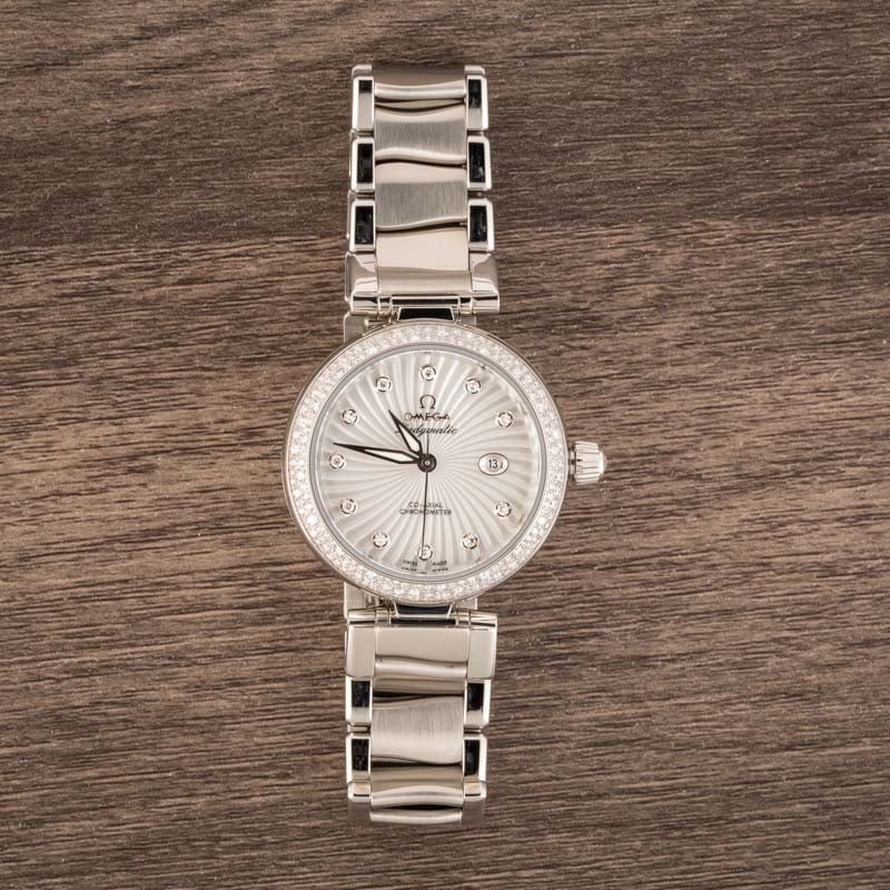 Ladies Omega De Ville Ladymatic Mother of Pearl Diamond Dial