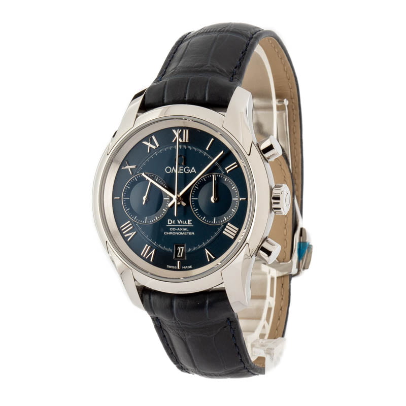 Omega De Ville Prestige Blue Roman Dial & Leather Strap