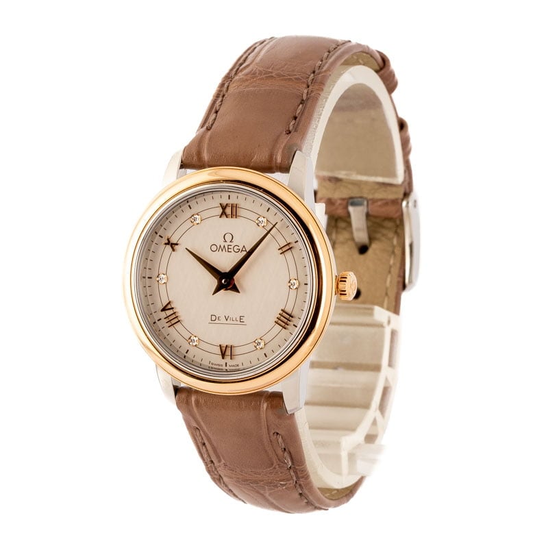 Ladies Omega De Ville Prestige Steel & 18k Red Gold