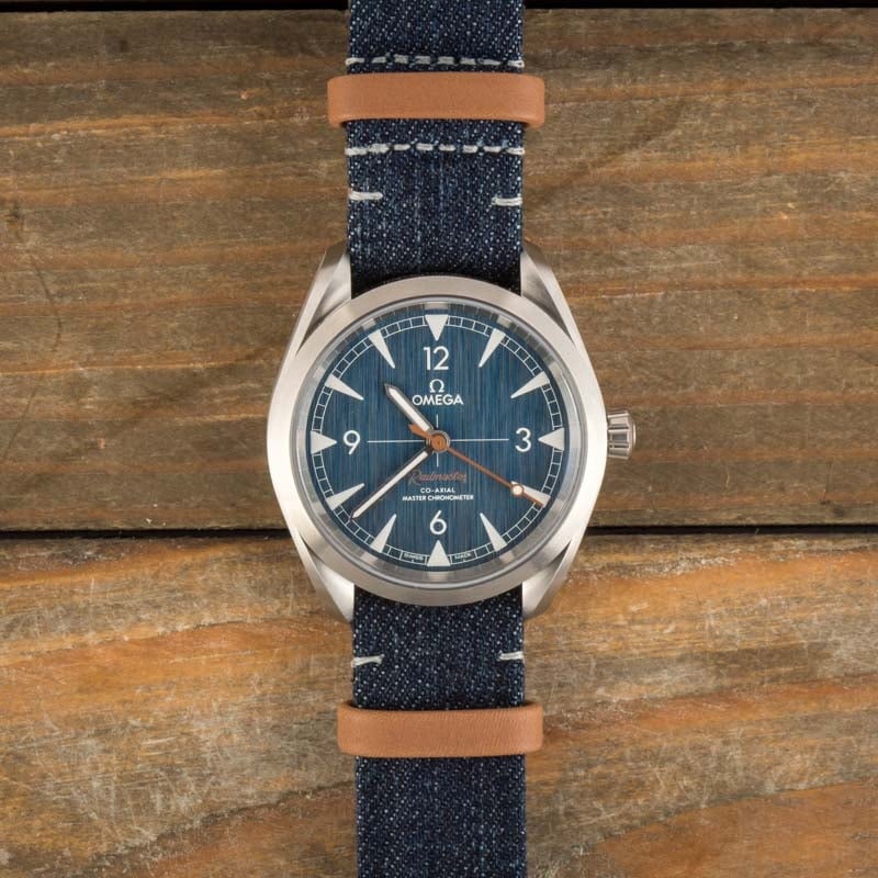 Omega Seamaster Railmaster Blue Jeans Dial on NATO Strap