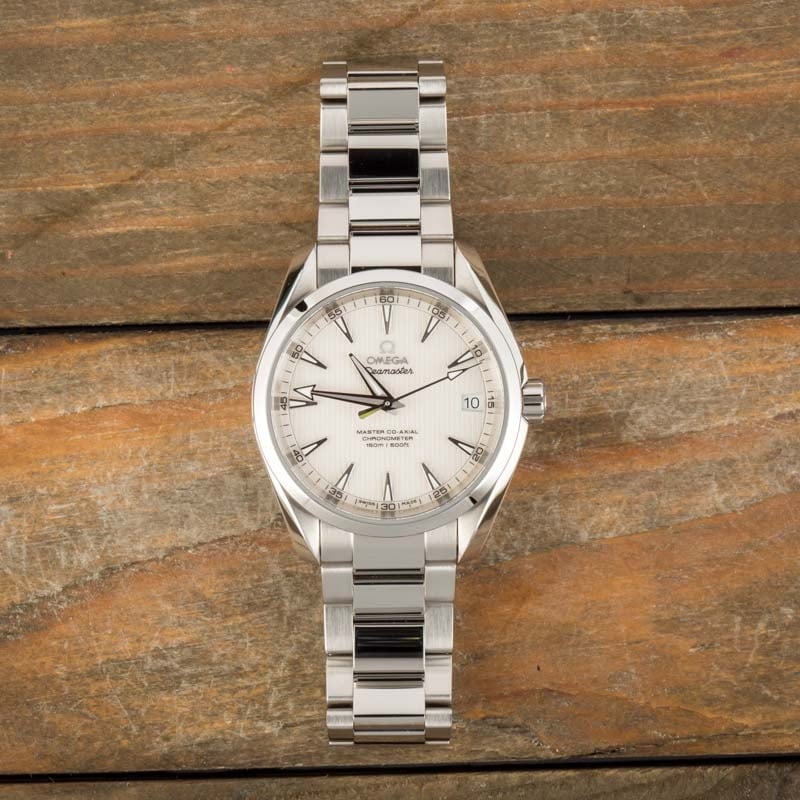 Omega Seamaster Silver Teak Dial Aqua Terra