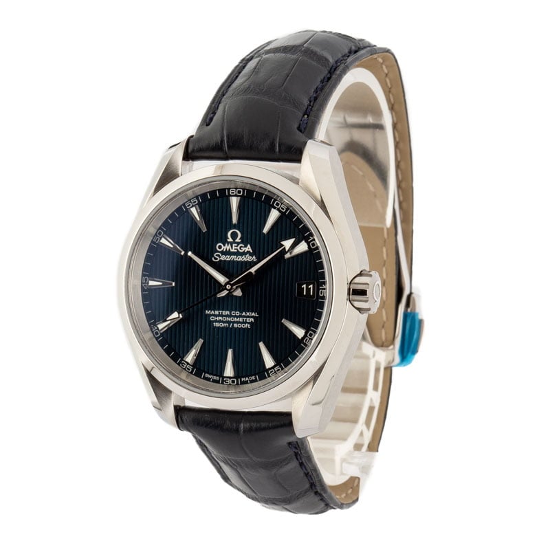 Omega Seamaster Aqua Terra Blue Dial & Leather Strap