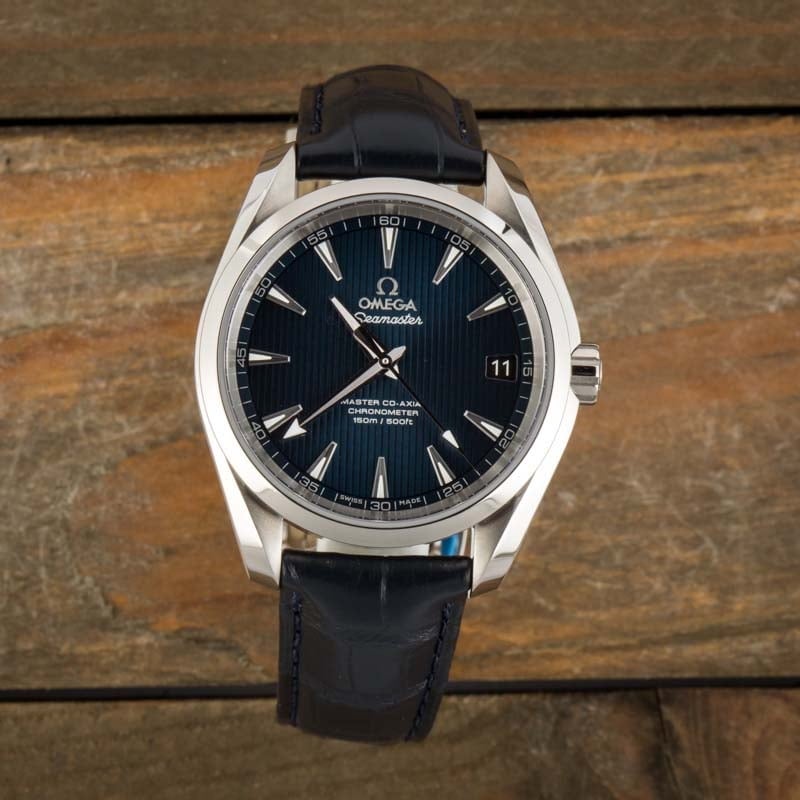 Omega Seamaster Aqua Terra Blue Dial & Leather Strap