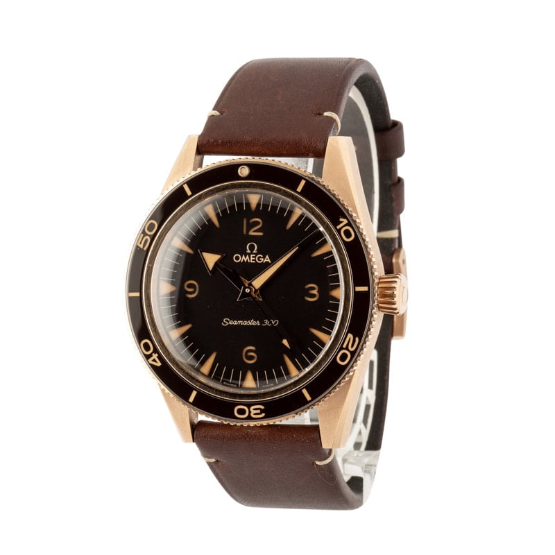 Preowned Omega Seamaster 300 Bronze Gold on Leather Strap