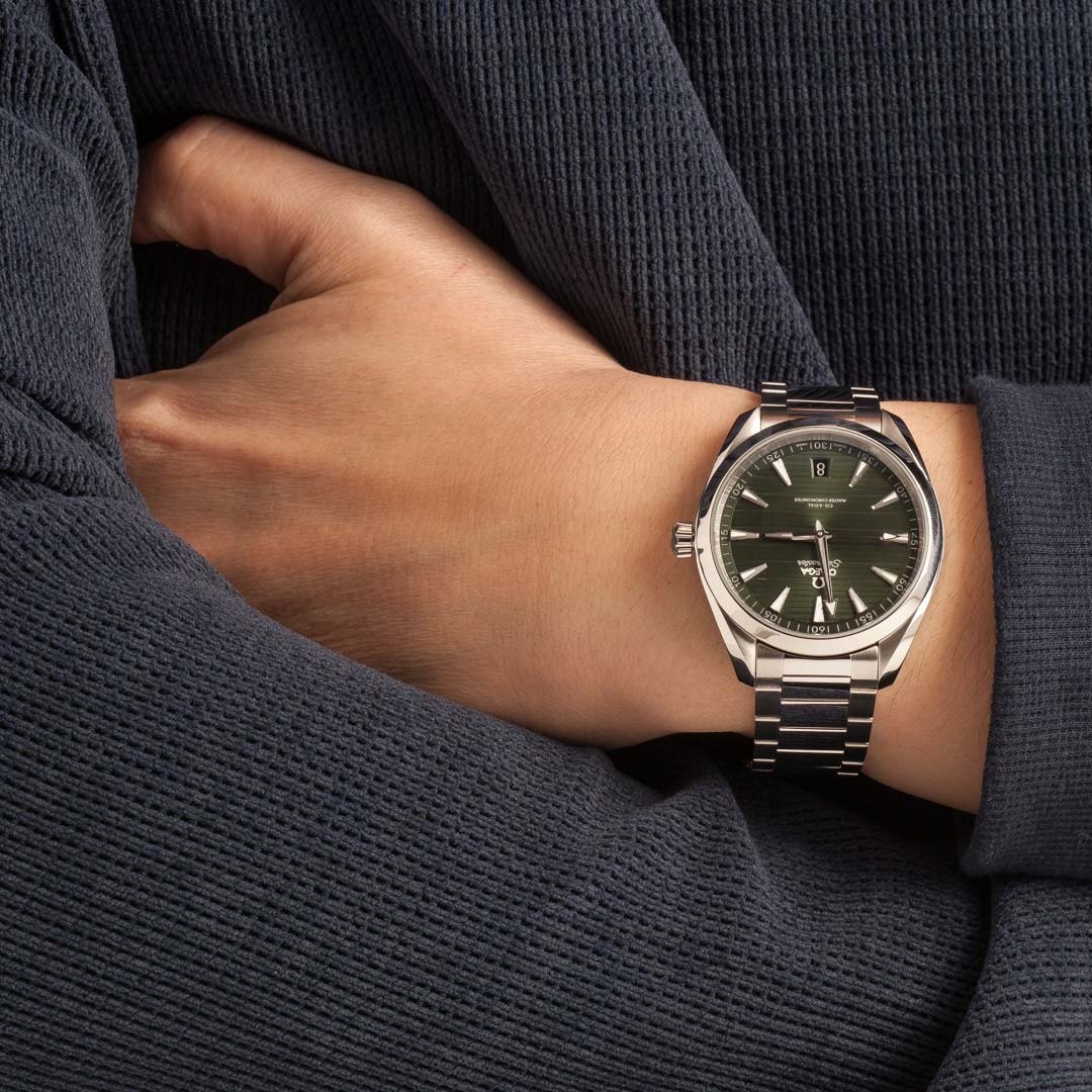 Pre-owned Omega Seamaster Aqua Terra 150M Green Teak Dial