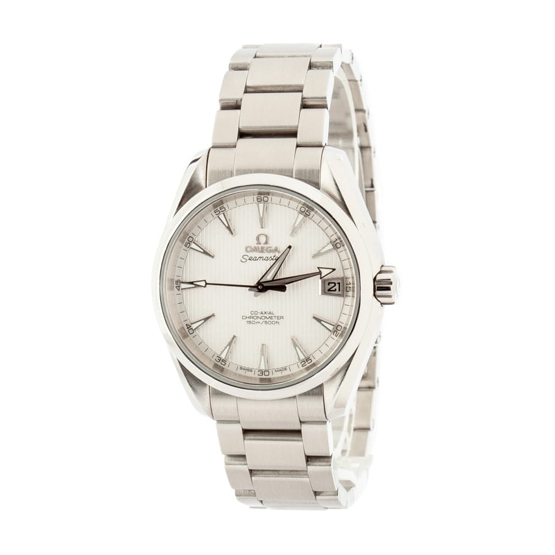 Pre-owned Omega Seamaster Aqua Terra White Dial