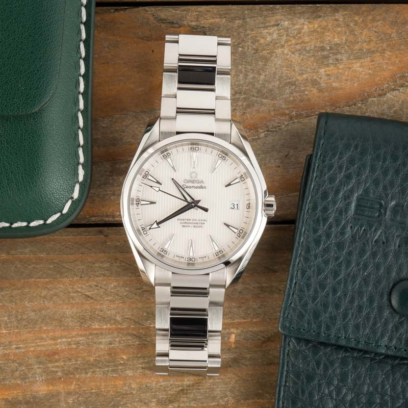 Pre-owned Omega Seamaster Aqua Terra 150M Silver Teak Dial