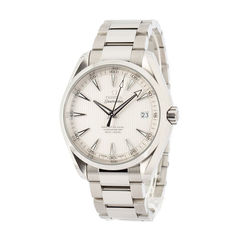 Pre-owned Omega Seamaster Aqua Terra 150M Silver Teak Dial