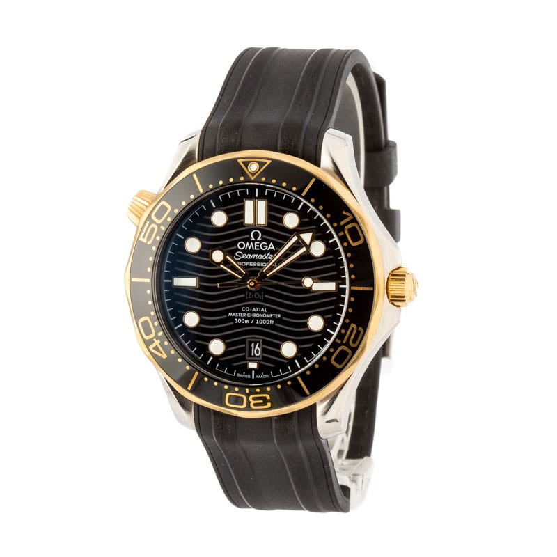 Pre-owned Omega Seamaster Diver 300M Steel & Gold on Rubber Strap