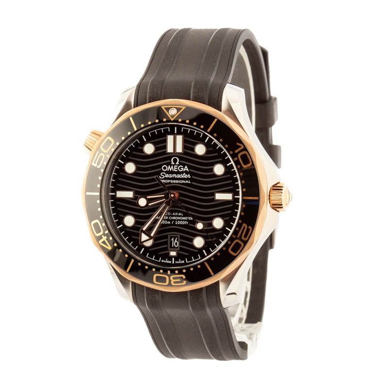 Omega Seamaster Diver 300M Steel & Gold on Rubber Band