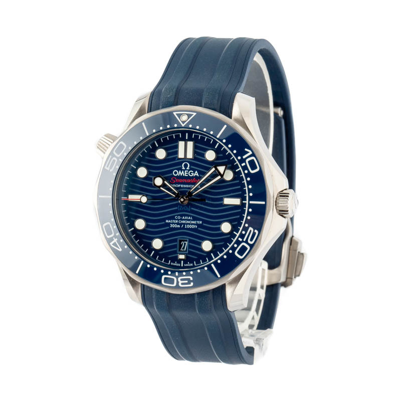 Pre-owned Omega Seamaster Diver 300M Blue Dial & Rubber Strap