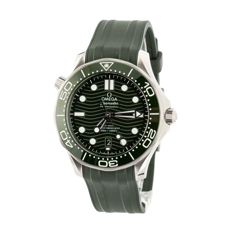 Pre-owned Omega Seamaster Diver 300M Green Wave Dial