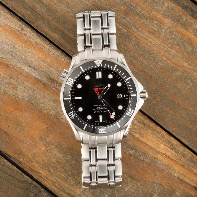 Pre-owned Omega Seamaster Black Dial Stainless Steel