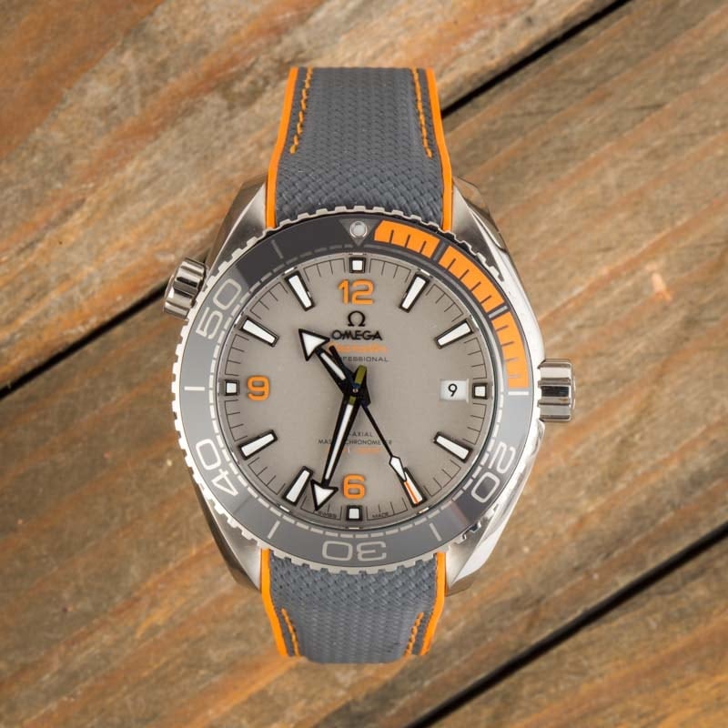 Pre-owned Omega Seamaster Planet Ocean Titanium on Rubber Strap