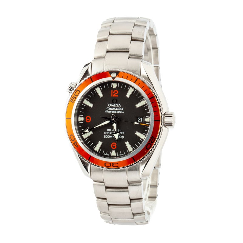 Preowned Omega Seamaster Planet Ocean 600M Orange Bezel