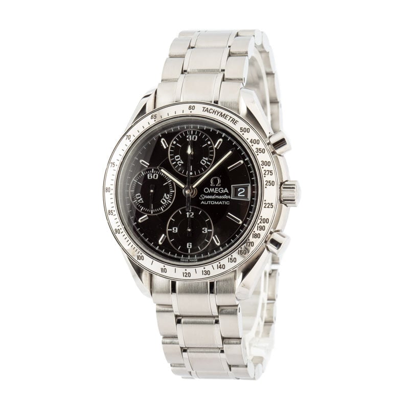 Pre-owned Omega Speedmaster Stainless Steel Black Dial