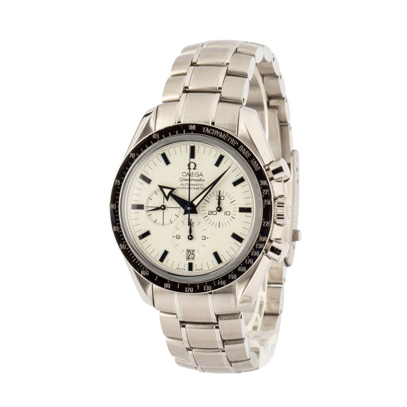 Pre-owned Omega Speedmaster White Dial