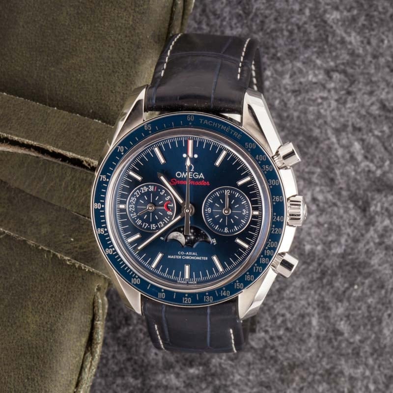 Pre-owned Omega Speedmaster Moonphase Blue Dial