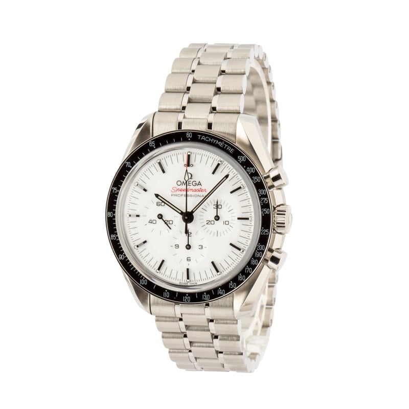 Mens Omega Speedmaster Moonwatch White Dial