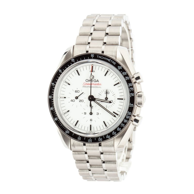 Mens Omega Speedmaster Moonwatch White Index Dial