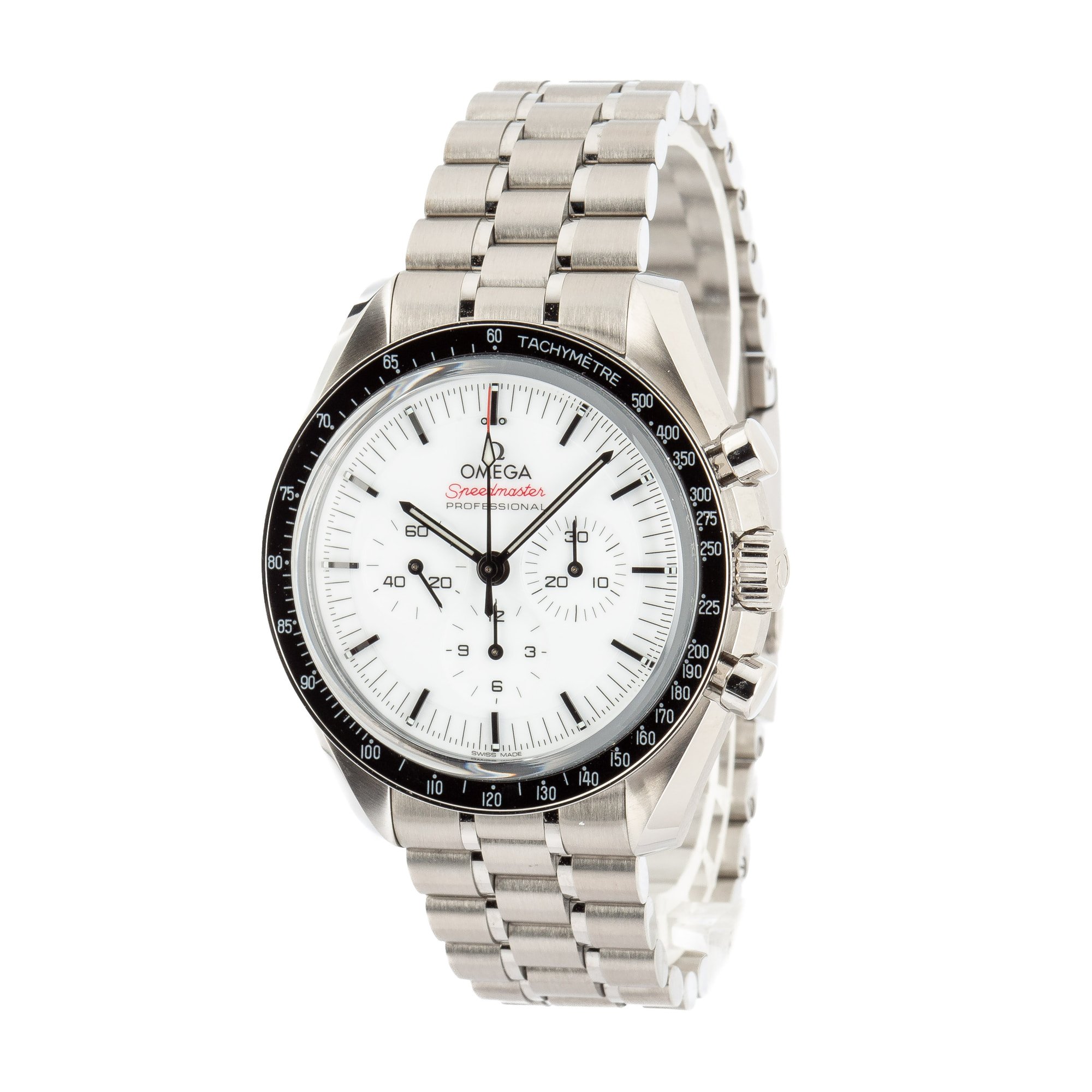 Pre-owned Omega Speedmaster Moonwatch White Dial