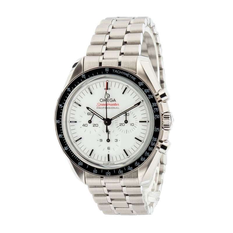 Pre-owned Omega Speedmaster Moonwatch White Dial