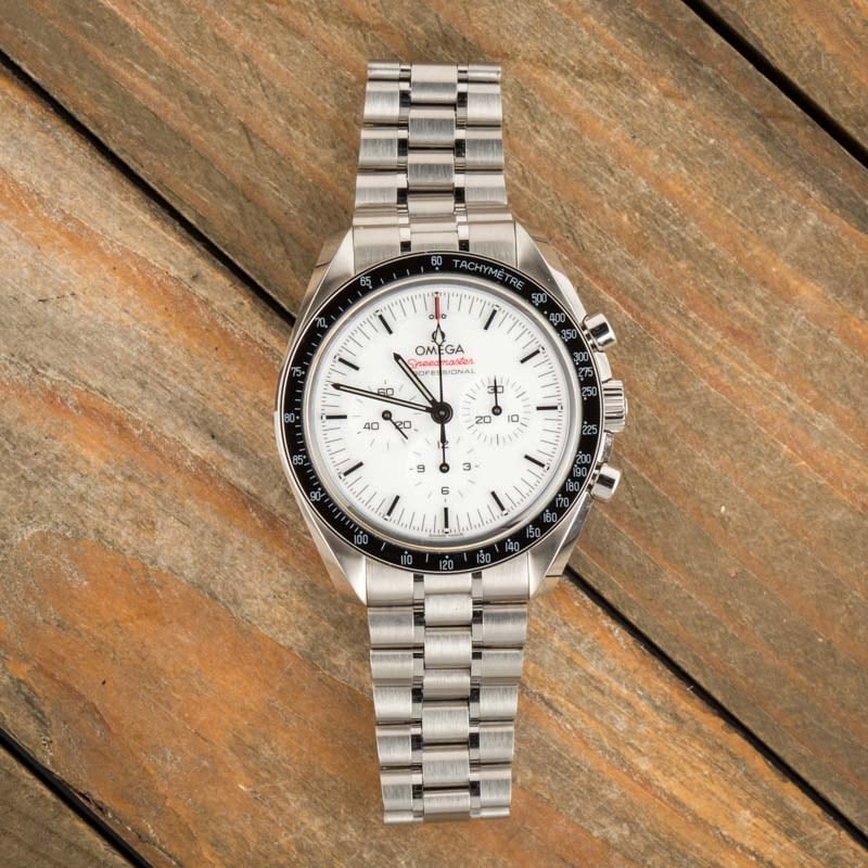 Pre-owned Omega Speedmaster Moonwatch White Dial