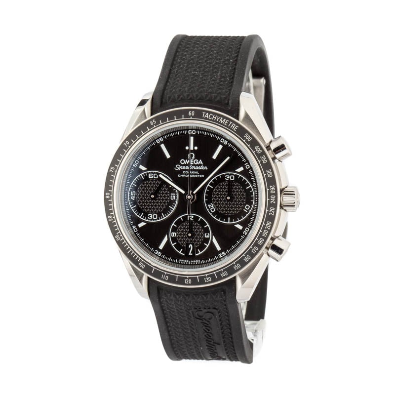 Omega speedmaster black rubber strap best sale