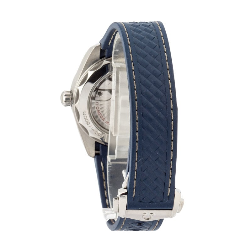 Omega seamaster aqua terra blue rubber strap best sale