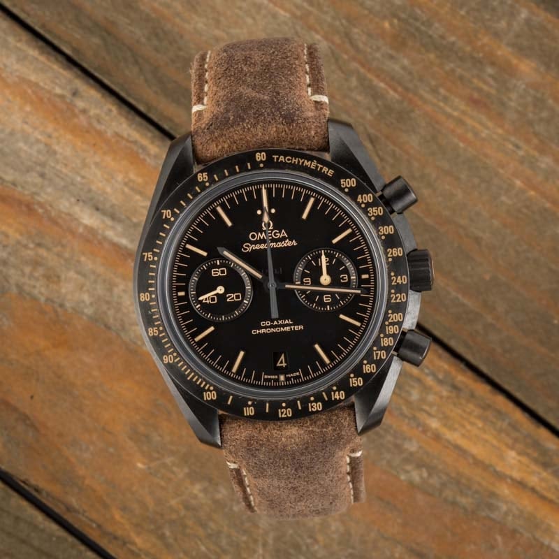 Omega Speedmaster Black Ceramic on Leather Strap