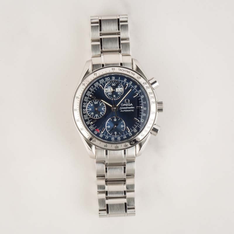 Omega speedmaster day date blue dial best sale