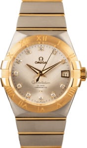 Omega Constellation Steel & Gold Silver Diamond Dial
