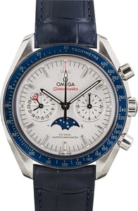 Omega Speedmaster Moonphase Platinum on Leather Strap