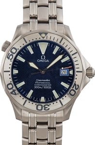 Pre-owned Omega Seamaster Titanium Blue Wave Dial