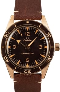 Pre-owned Omega Seamaster 300 Bronze Gold on Leather Strap