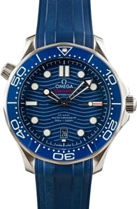 Omega Seamaster Diver 300M Blue Wave Dial & Rubber Strap