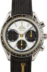 Pre-owned Omega Speedmaster Racing White Dial on Rubber Strap