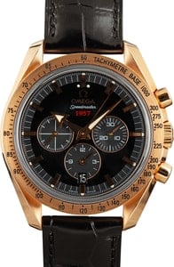 Omega Speedmaster Broad Arrow Red Gold on Leather Strap