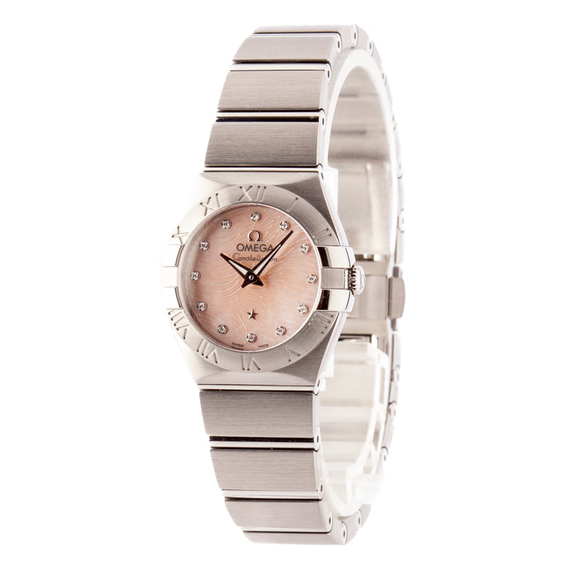 Ladies Omega Constellation Coral Mother Of Pearl Diamond Dial