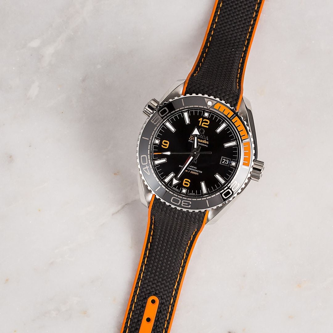 orange black omega seamaster