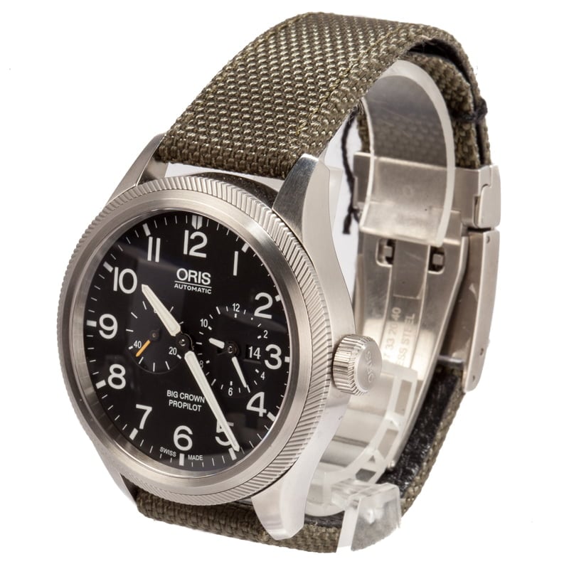 Oris Big Crown ProPilot WorldTimer Olive Textile Strap