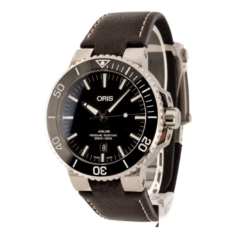 Oris aquis date black best sale