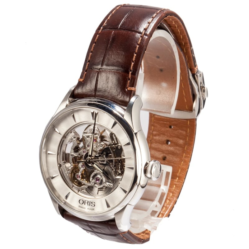 Oris Artelier Skeleton Leather Strap