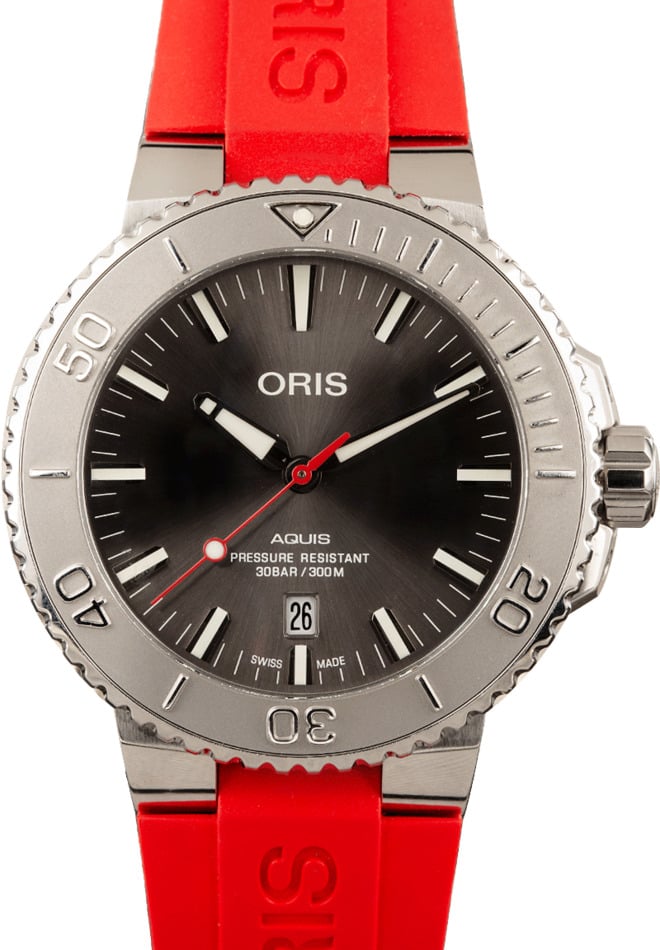 Oris aquis red discount strap