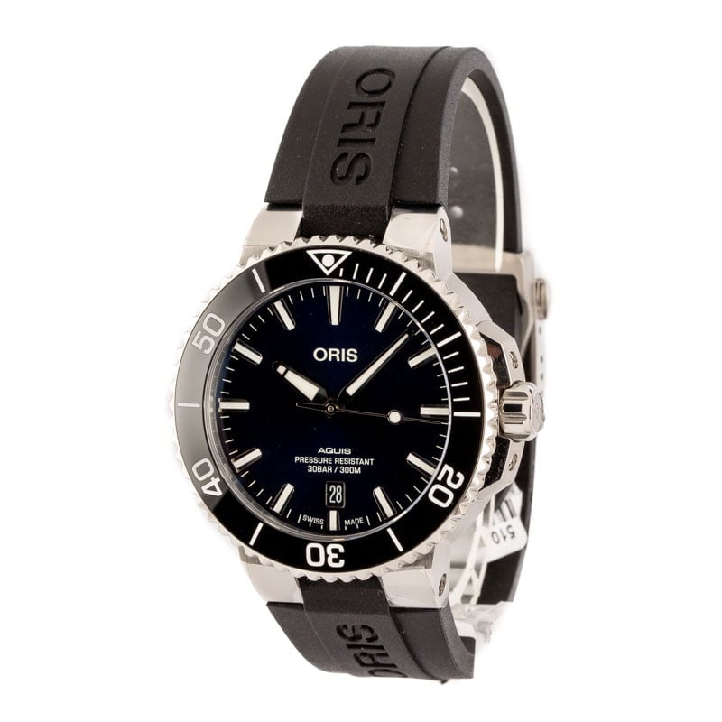 Oris Aquis Date Blue Dial & Black Rubber Strap